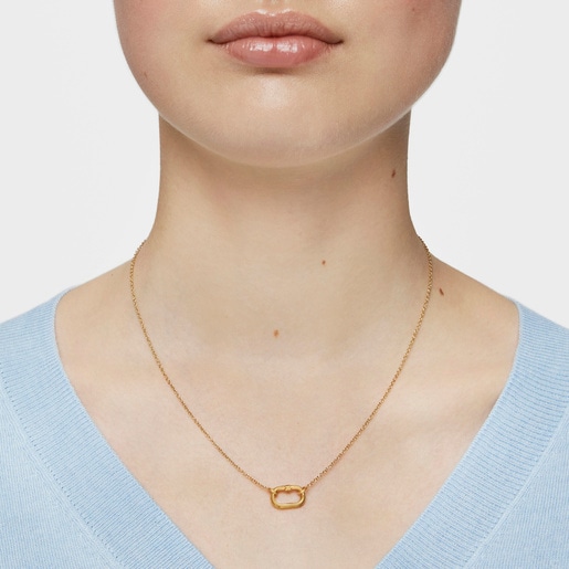 Short Necklace with 18kt gold plating over silver with ring Hold Oval