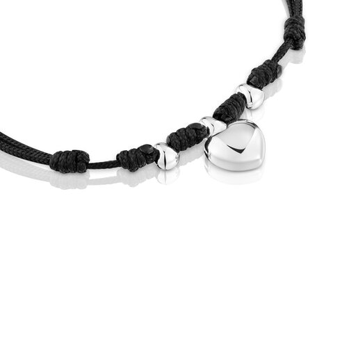 Pulsera de plata y nylon negro TOUS Flechazo