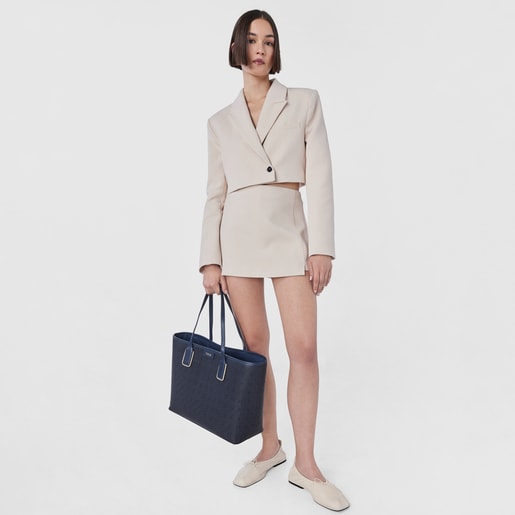 Large navy blue Script Day Tote bag