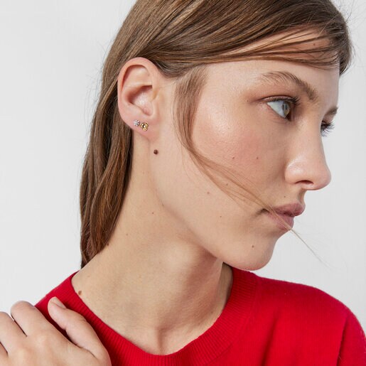 Aros Fragile Nature flor de oro y diamantes