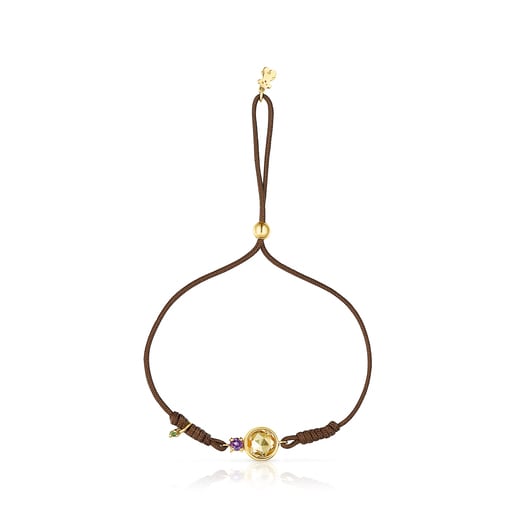 Pulseira Virtual Garden de nylon com citrino e ouro