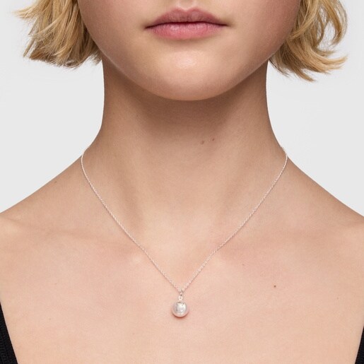 عِقد قصير من الفضة واللؤلؤ المستنبت في المياه العذبة مقاس 10.5 مم من تشكيلة TOUS Icon Pearl