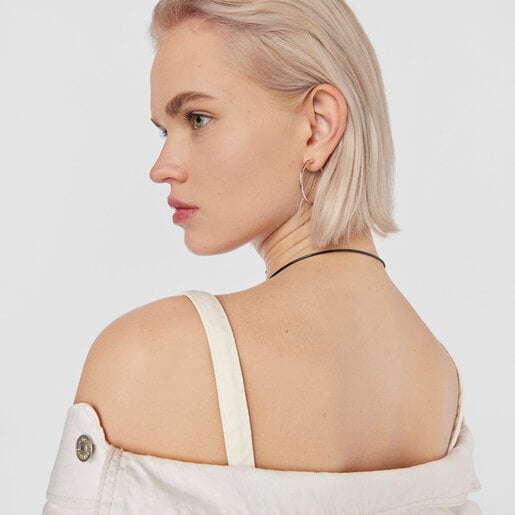 שרשרת צ'וקר מעור שחור וורמייל ורוד