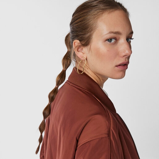 Aretes largos con baño de oro 18 kt sobre plata Hav