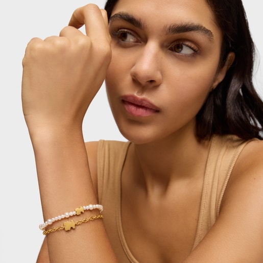 10mm gold chain Bracelet with bear charm Sweet Dolls