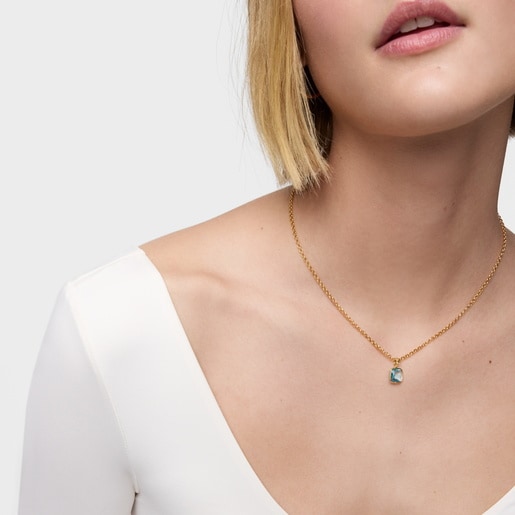 Small 18kt gold plating over silver Pendant with topaz Medallions