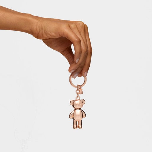 Rose gold colored Teddy Bear bear Key ring