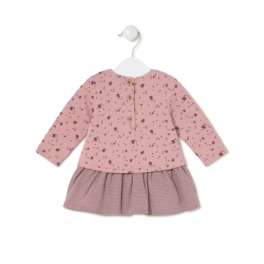 Girls dress with coordinating fabrics in Garnet pink