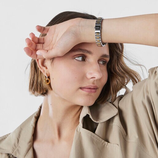 שעון צמיד Let מפלדה בשני צבעים עם לוח מחוגים אפור