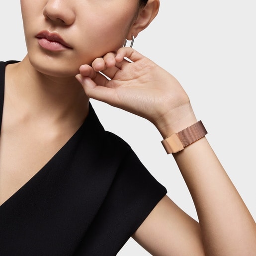 Analog Watch in rose-colored steel with steel bracelet Karat Round Mesh