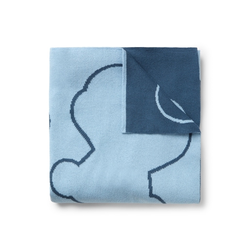 Reversible baby blanket in Nilo multi-motifs blue