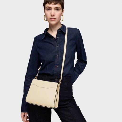 ベージュのスモール・ショッピングバッグ Audree Saffiano