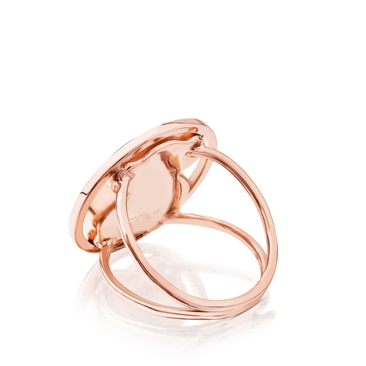 Anillo Camille con baño de oro rosa 18 kt sobre plata y amazonita