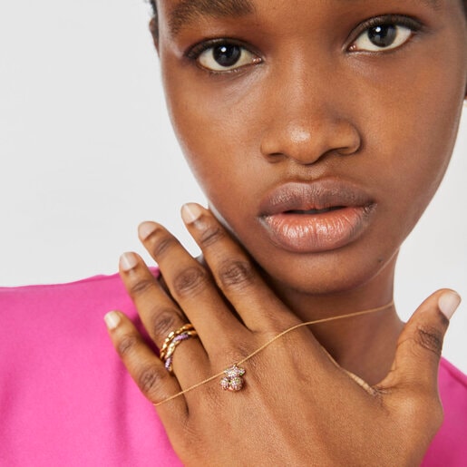 Collar oso de gemas y oro Bold Bear