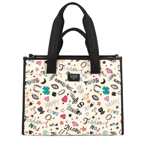 Beige and black cotton TOUS Samba Tote bag | TOUS