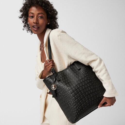 Кожаная Сумка-Шоппер Sherton черного цвета