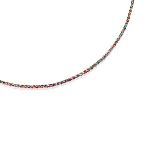 Collar de hilo trenzado multicolor con cierre de plata vermeil Effecttous