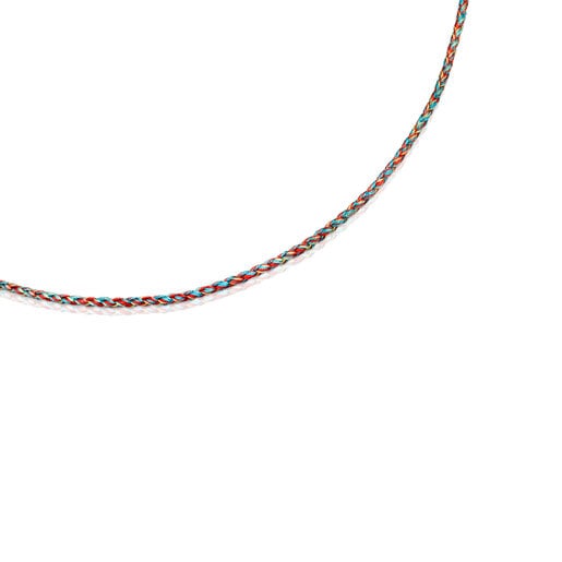 Multicolored braided thread Necklace with silver vermeil clasp Efecttous |  TOUS