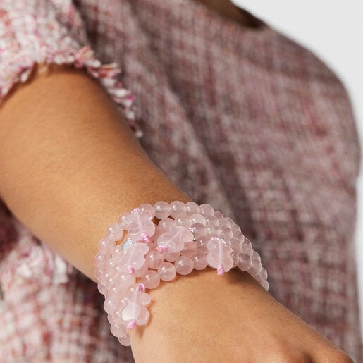 Silver TOUS Color Bracelet with pink quartz