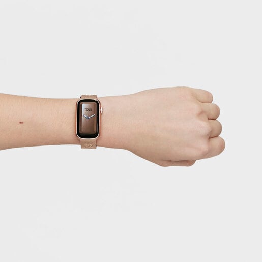 שעון חכם T-Band Mesh של TOUS עם צמיד מפלדת IPRG ורודה ומארז מאלומיניום ורוד