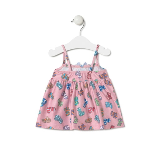 Girls sleeveless shoulder strap dress in Candy pink