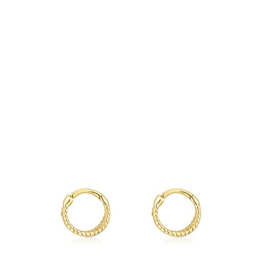 Short triple hoop Earrings with embossed gold Basics
