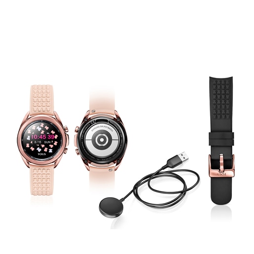 Reloj smartwatch Samsung Galaxy Watch3 X TOUS de acero IP bronce con correa  de silicona nude