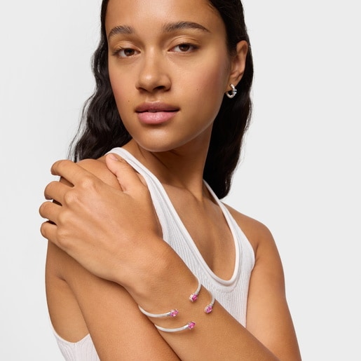 צמיד בנגל TOUS Mesh LGG מכסף עם אבני חן ממעבדה