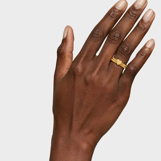Double ring with 18kt gold plating over silver Icon Mesh