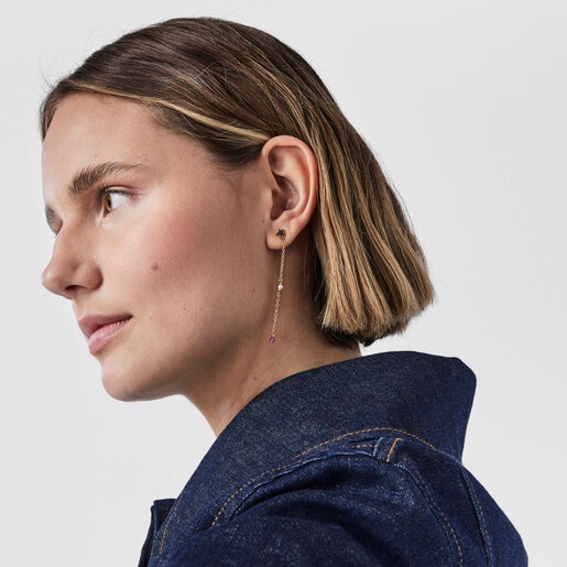 Silver vermeil TOUS New Motif Earrings with chrome diopsides and sapphires