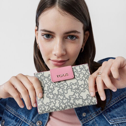 Cartera Kaos Mini beige y fucsia