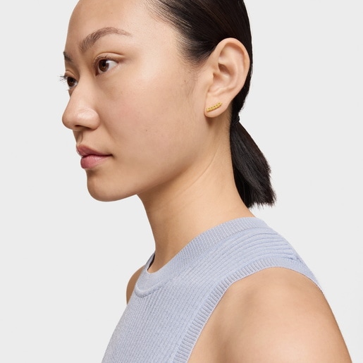 Aretes Straight osos con baño de oro 18 kt sobre plata