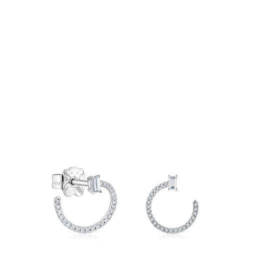 Medium short hoop Earrings in white gold with diamonds Les Classiques
