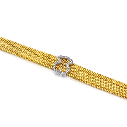Pulsera Icon Mesh de Oro blanco con Diamantes