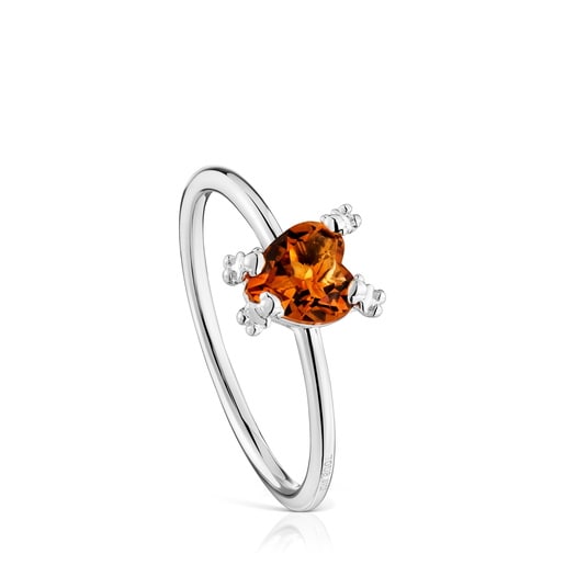 Anello a cuore in argento e citrino Color Pills