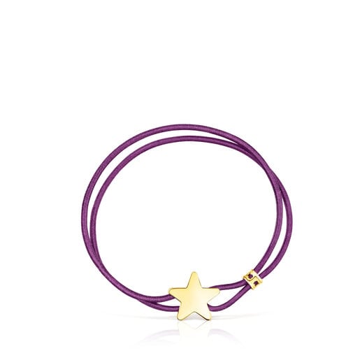 Bracelet élastique Sweet Dolls lilas avec étoile en argent vermeil