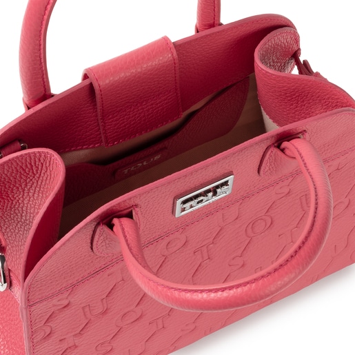 Small fuchsia leather TOUS Script City bag