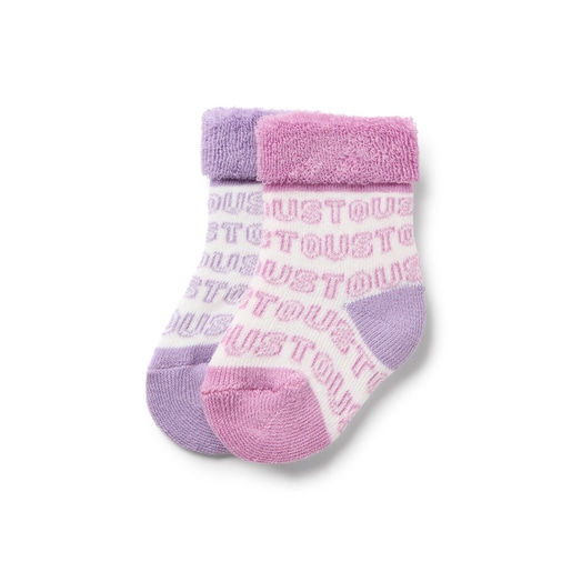 Conjunto de 2 pares de peúgas de bebé SSocks cor-de-rosa