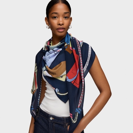 Pañuelo triangular azul marino TOUS Audree