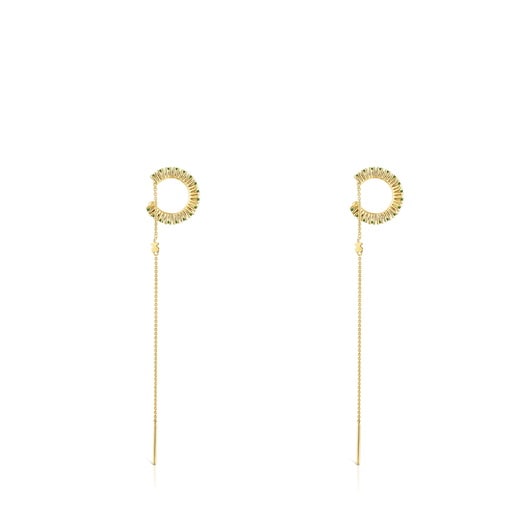 Pendientes earcuff con baño de oro 18 kt sobre plata y cromodiópsido TOUS Straight