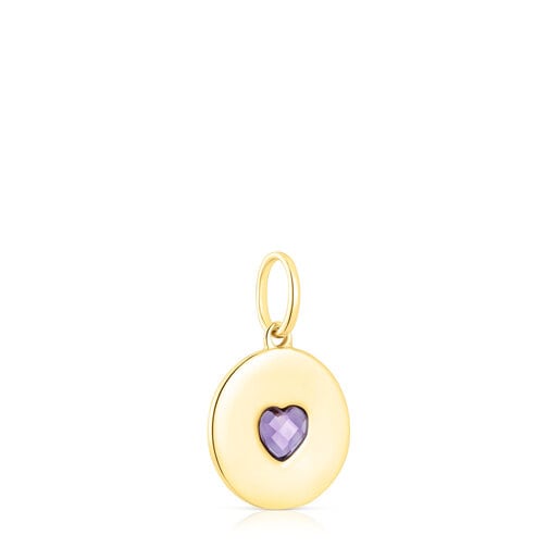Silver vermeil Medallion pendant with amethyst heart Aelita