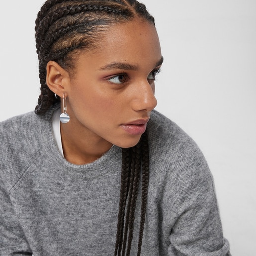 עגילי Nenufar עשויים כסף בשילוב פנינה