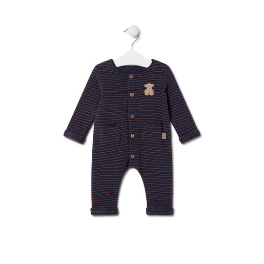 Striped baby playsuit in Blue navy blue