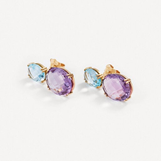 ATELIER Color Earrings in Gold with Topaz and Amethyst