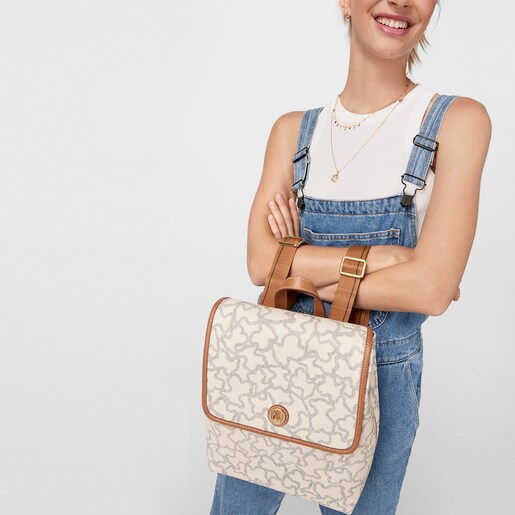 Mochila mediana Kaos negro-camel