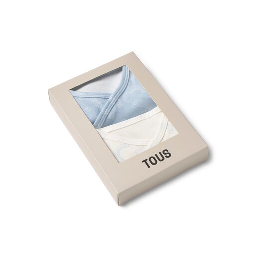 Pack of wrap-over baby bodysuits in Arc sky blue