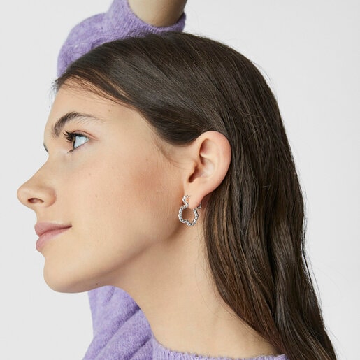 Twisted Earrings with bear silhouette