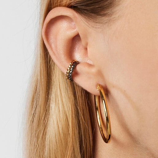 עגילי הליקס ללא חור בכסף כהה וורמייל צהוב