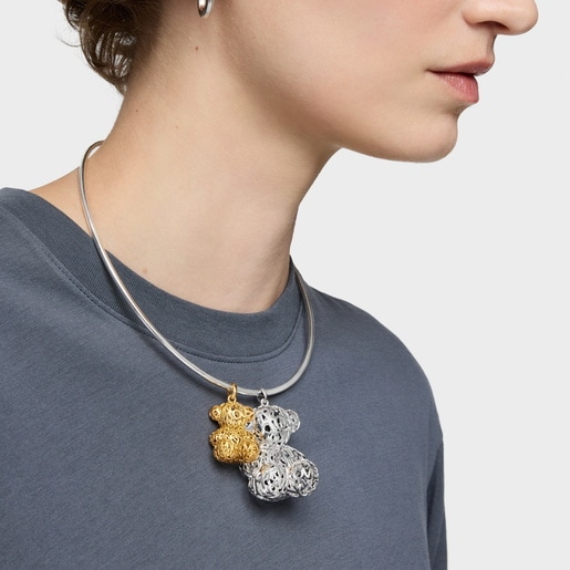 40 mm silver openwork bear Pendant Bold Bear