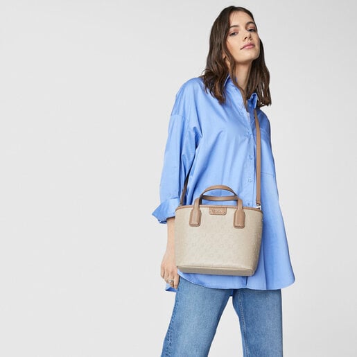 Маленькая серо-бежевая сумка-тоут Script Day